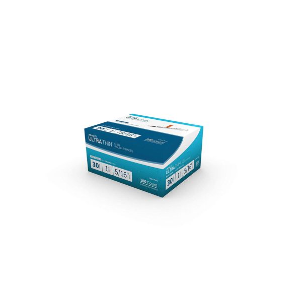 Aimsco UltraThin Insulin Syringe 1ml x 30g, x 5/16 inch needle, Qty. 100