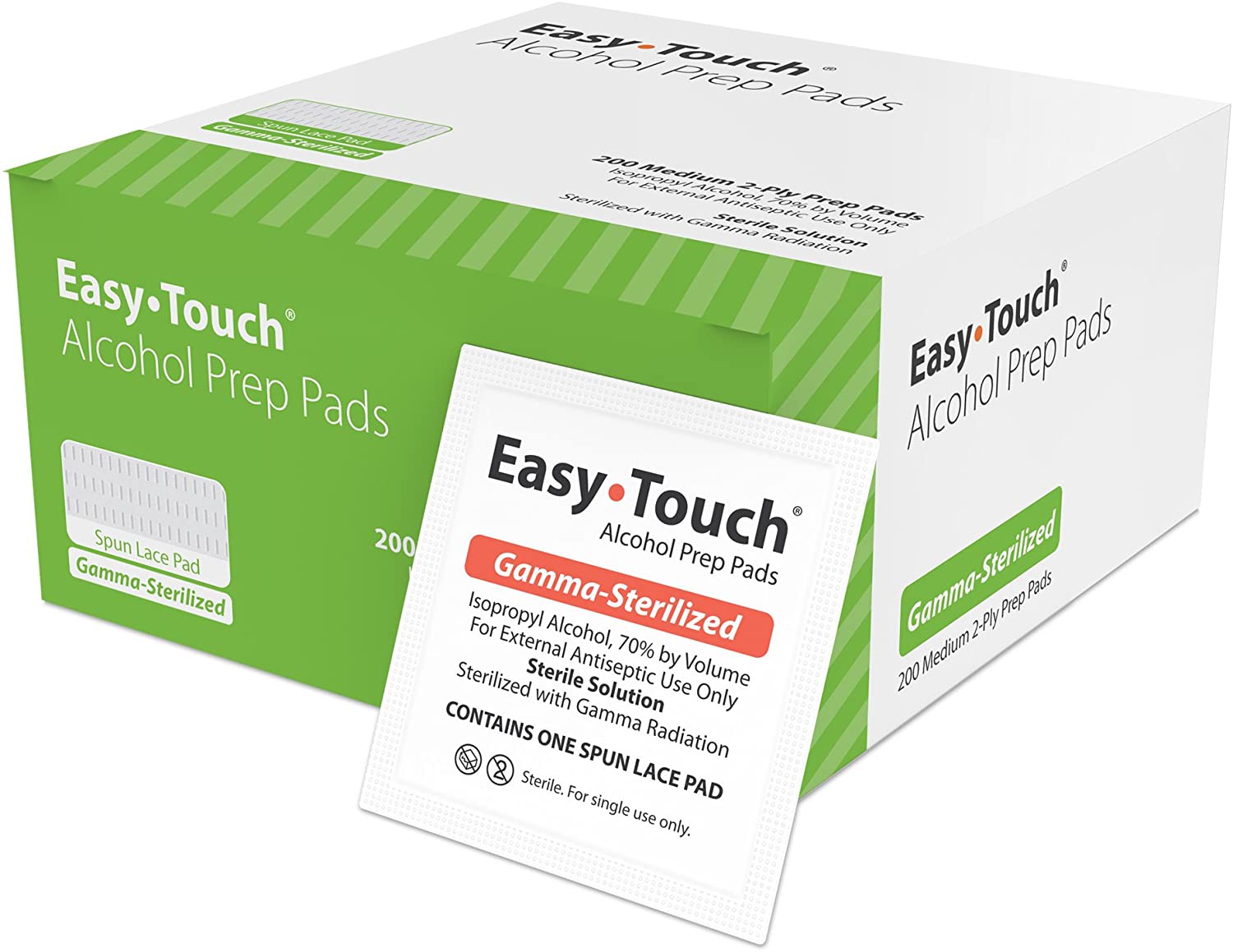 Easy Touch Alcohol Prep Pads, Box of 200