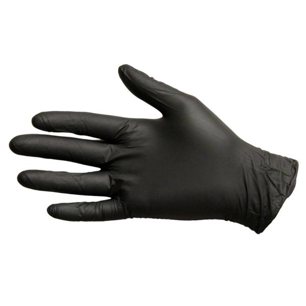Nitrile Gloves, Medical Exam Grade, Powder-free, Ultra Black, Small, Box of 100