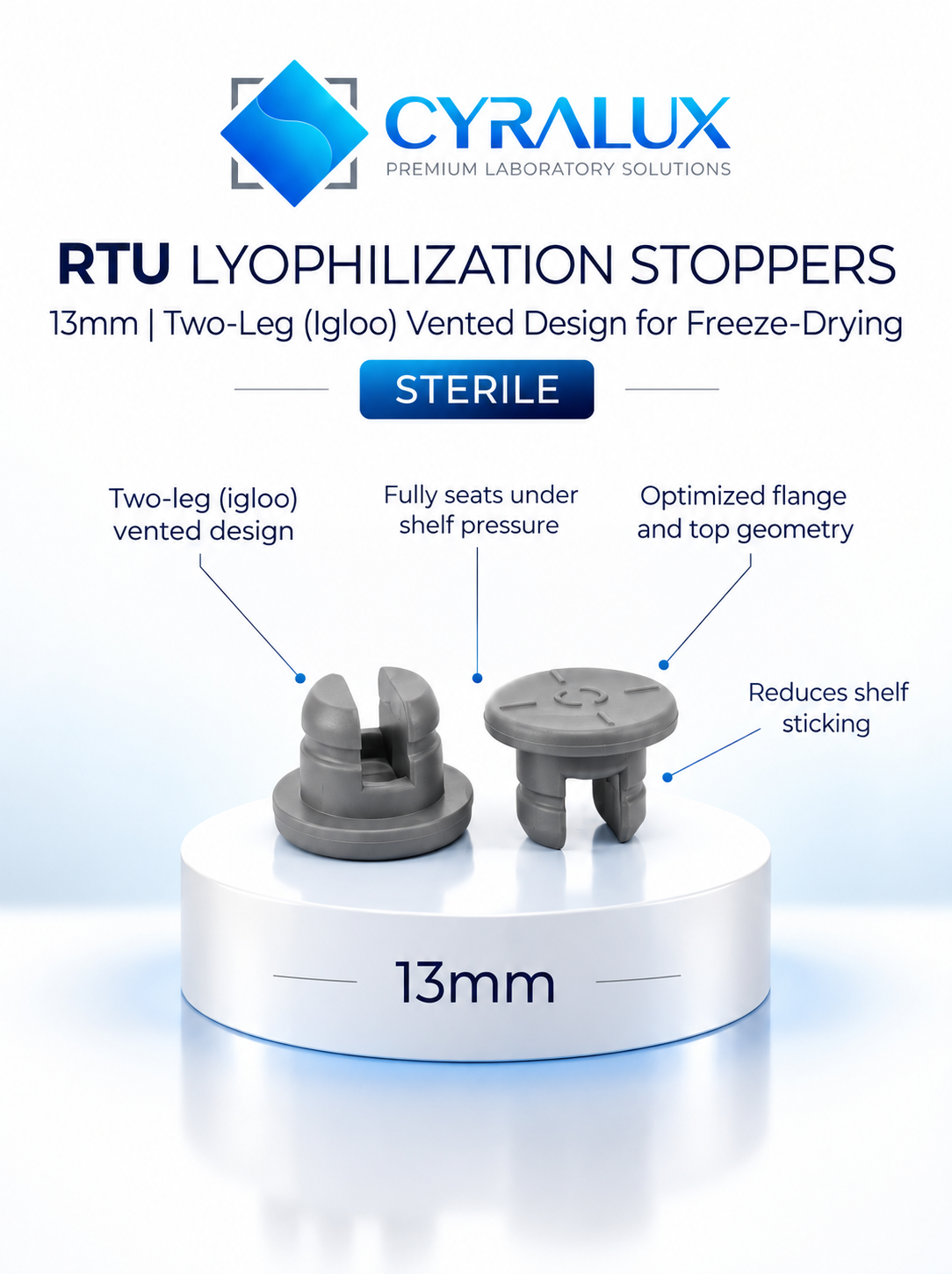 13mm RTU Lyophilization Stoppers