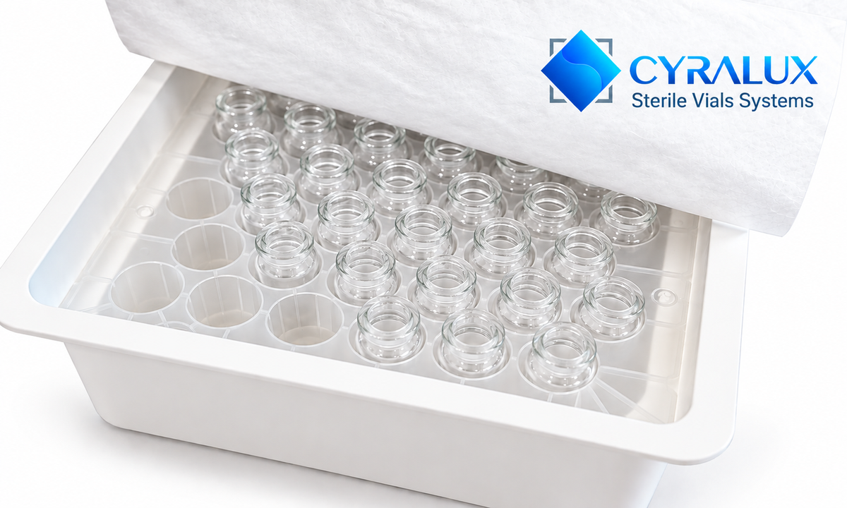 Nest tub view of Sterile Vials