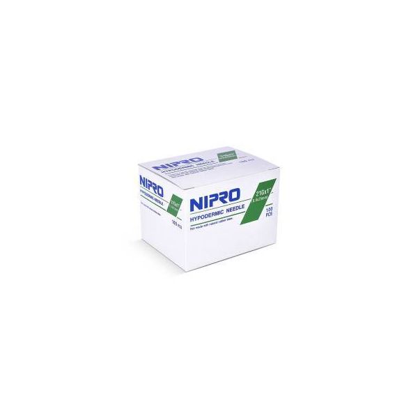 Nipro Sterile Hypodermic Needle, 21g x 1", BX 100