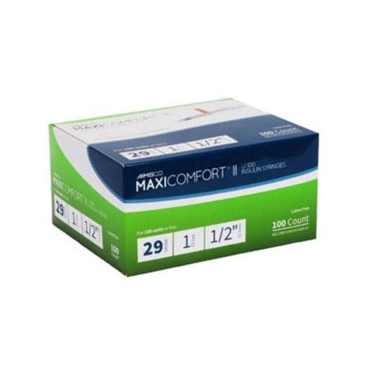 Aimsco MaxiComfort Diabetic Insulin Syringes: 28g, 29g 30g and 31g