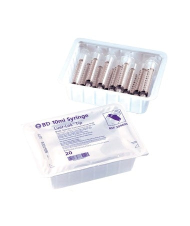 BD Luer-Lok Syringe Tip, Sterile Convenience Tray, 30 ML, Pack of 10.
