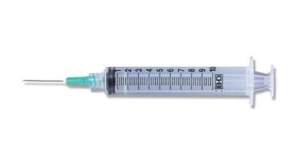 BD Luer-Lok 10ML with 20g x 1.5" needle, 100/BX, 309645