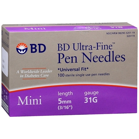 BD Diabetic Pen Needle, 31G x 3/16, Box of 100, 320119