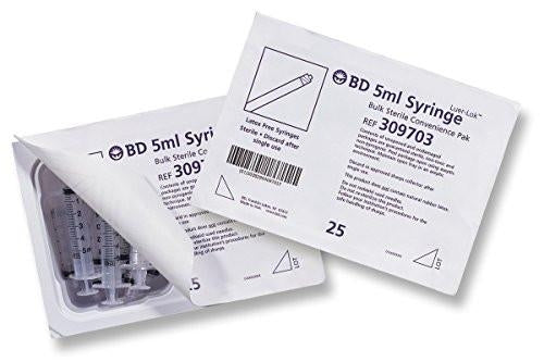 BD Luer-Lok Syringe Tip, Sterile Convenience Tray, 3 ML, Pack/25