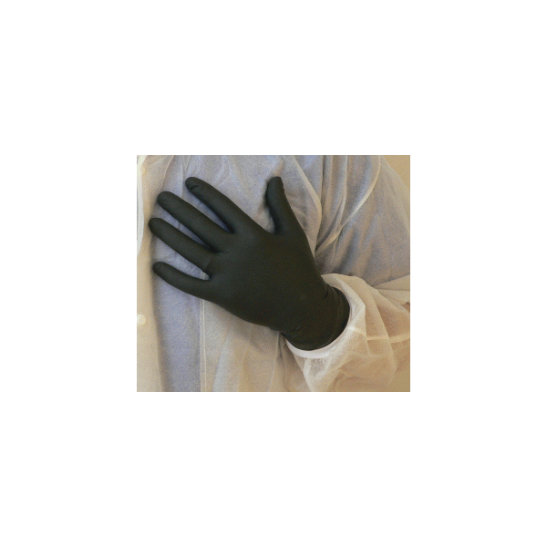 Nitrile Gloves, Medical Exam Grade, Powder-free, Ultra Black, Small, Box of 100