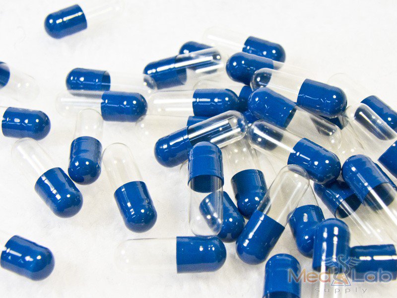 Blue/Natural Size 3 Gelatin Capsules (Qty.1500) in gripper jar