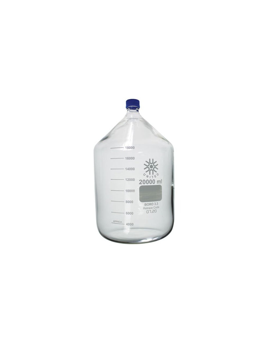 United Scientific Glass Storage / Media Bottle, 250 ML, Blue Cap, Qty. 1