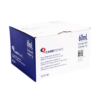 CarePoint Luer Slip 60cc/mL Syringe only, Catheter Tip, Box of 20
