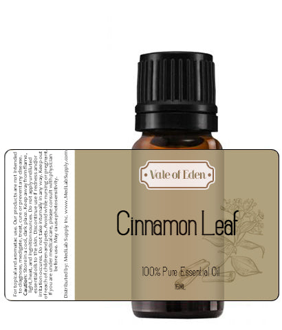 Cinnamon Leaf Pure Essential Oil, 15mL in Glass Euro Vial