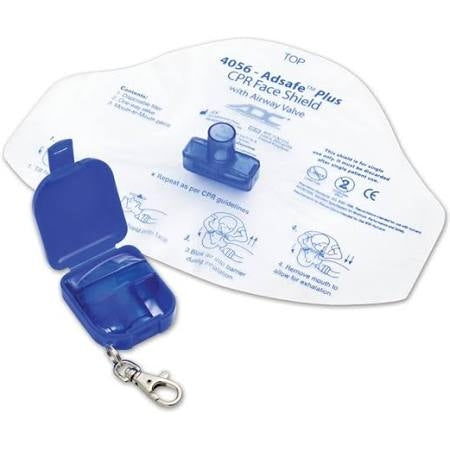 ADC Adsafe Plus CPR Face Shield with 1 Way Valve, Royal Blue