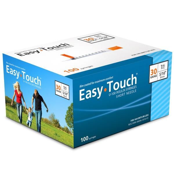 Easy Touch Diabetic Syringe .5ml with 30g, x 5/16 inch needle (Qty. 100)
