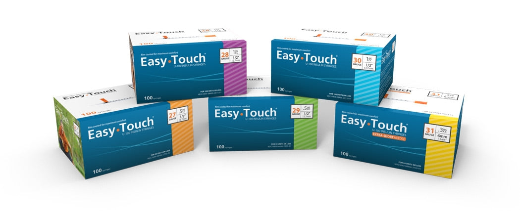 Easy Touch Diabetic Syringes: 27g, 28g, 29g, 30g, and 31g