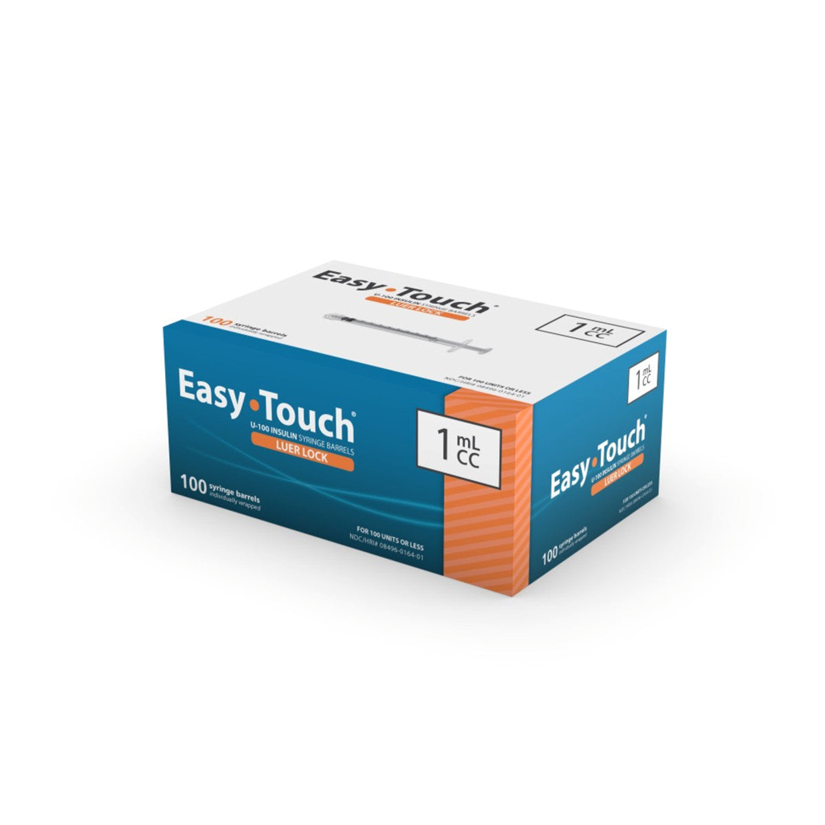 EasyTouch Luer-Lock Syringe Only, 1mL Syringe, Box of 100, 802010