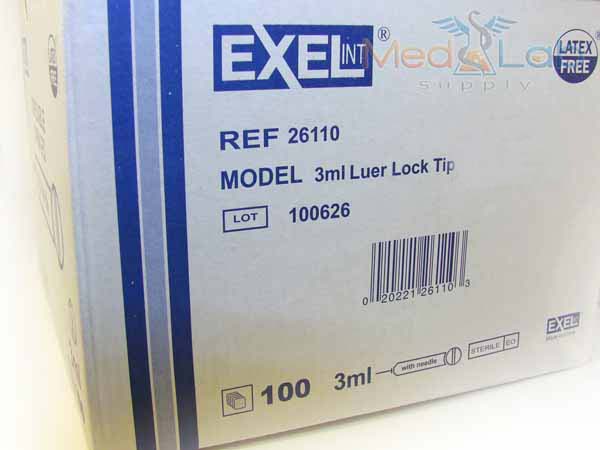 Exel Syringe & Needle, 10cc x 22g x 1.5", 100/BX, 26251