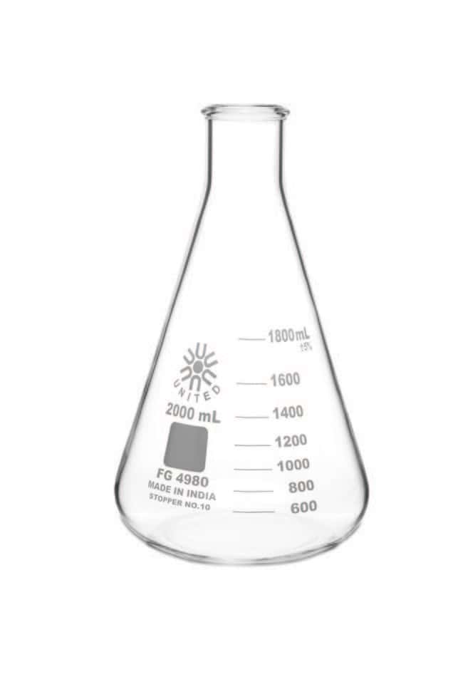 Narrow Mouth Graduated Glass Erlenmeyer Flask, 2000ML