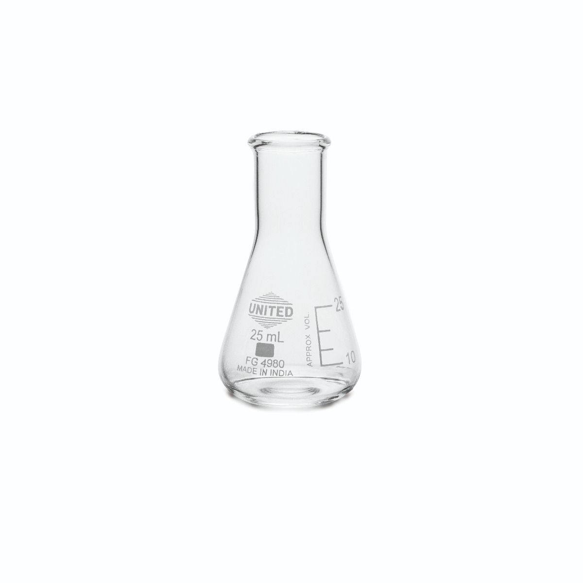 Narrow Mouth Graduated Glass Erlenmeyer Flask, 25mL