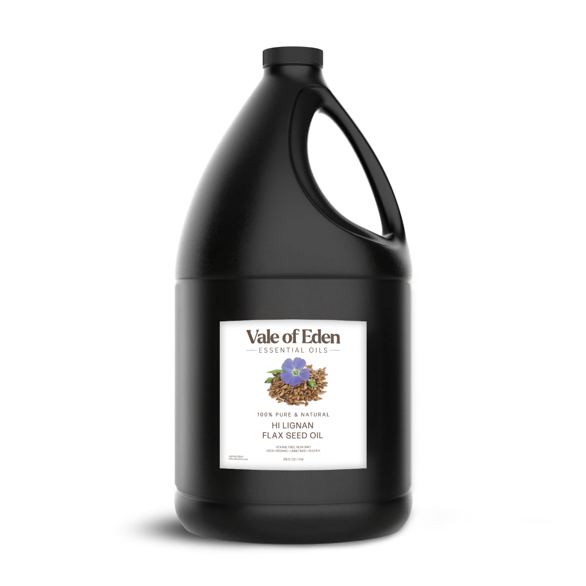 Flax Seed Oil, Certified Organic, Hi-Lignan, Non-GMO, Virgin, Qty. 1 Gallon