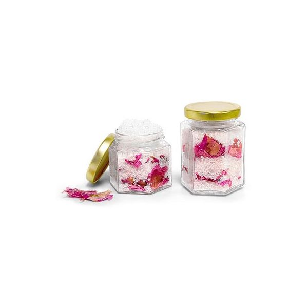 6 oz Hexagon Glass Jar, with Gold Lid