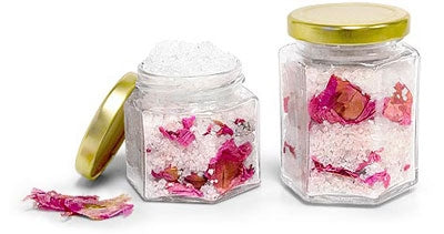 9 oz Oval Hexagon Glass Jar, with Gold Lid