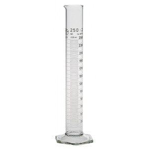 Med Lab Supply Graduated Cylinders Hex Base 250ML, Qty. 1