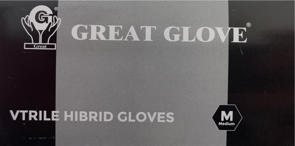 Great Glove Black Nitrile Hybrid Blend, Food Safe, Box of 100, Medium