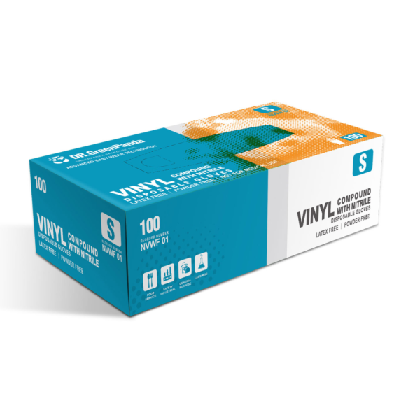 Green Panda Blue Nitrile Hybrid Blend, Food Safe, Box of 100, Sizes: Medium or Large