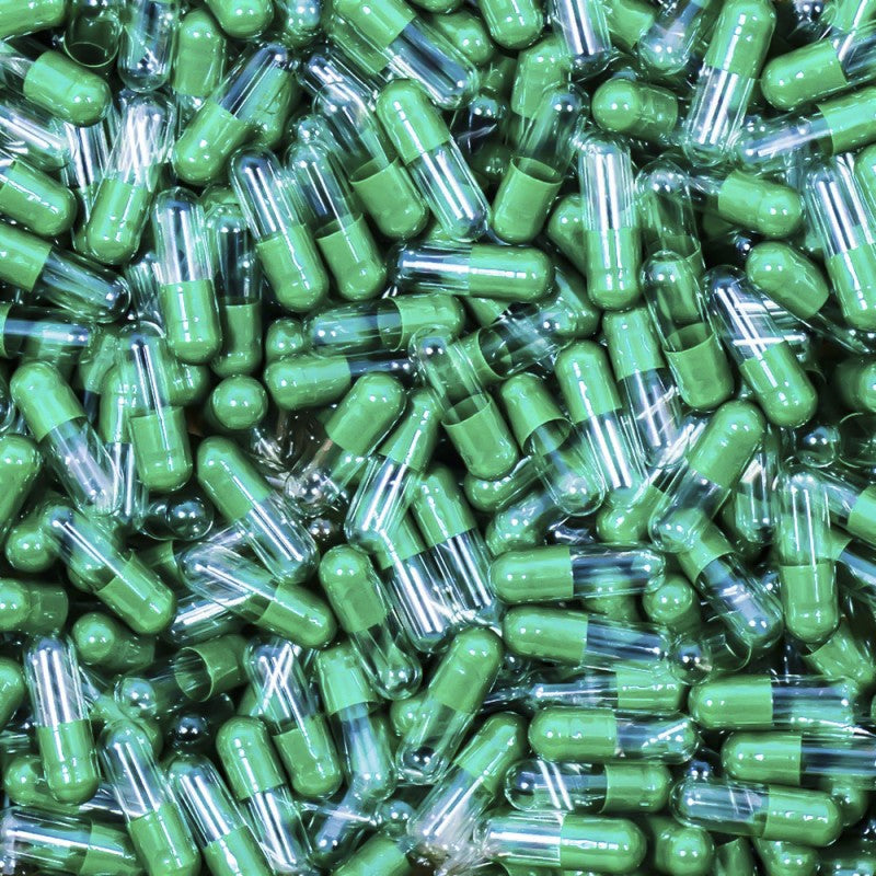 Empty Vegan Capsules Size 1-Green/Clear (500 Qty) in Eco-friendly Kit