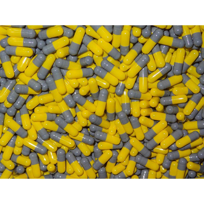 Gray/Yellow Empty Gelatin Capsules,  Size 3, Qty. 500