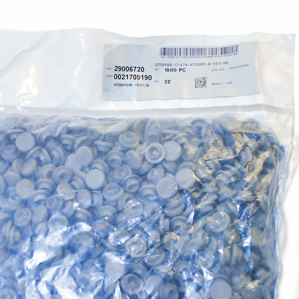 20mm Aptar Pharma Pre-Washed Rupture Resistant “Ready to Sterilize” (RTS) Stoppers, Bag of 1800