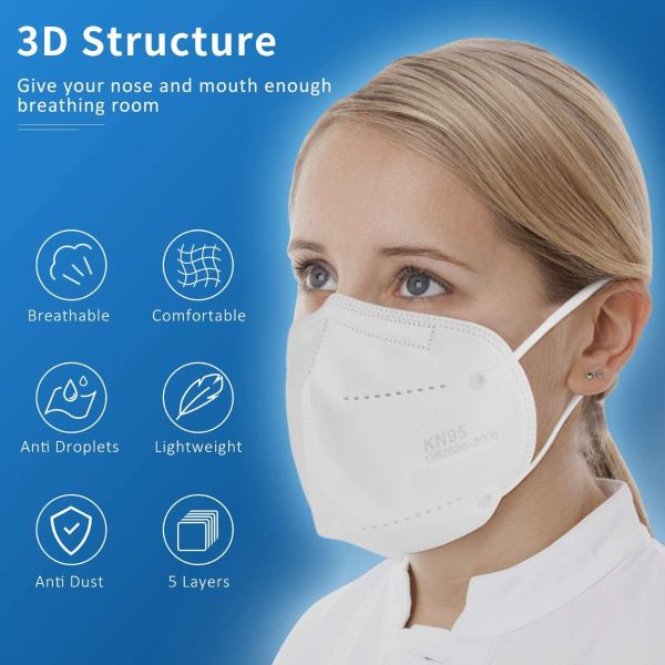 Ultra Spec Premium KN95 Masks. Arctic White. Pack of 10. USA Nelson Lab Tested @ 99+% Filtration Efficiency.