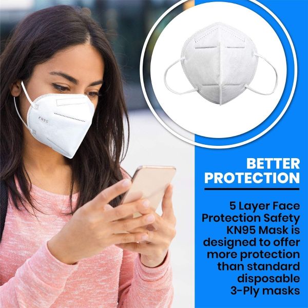 Ultra Spec Premium KN95 Masks. Arctic White. Pack of 10. USA Nelson Lab Tested @ 99+% Filtration Efficiency.
