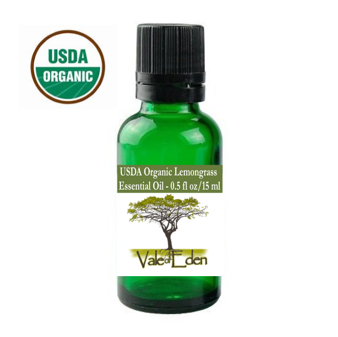 Lemongrass Essential Oil, 30ML, Certified Organic, By Vale of Eden
