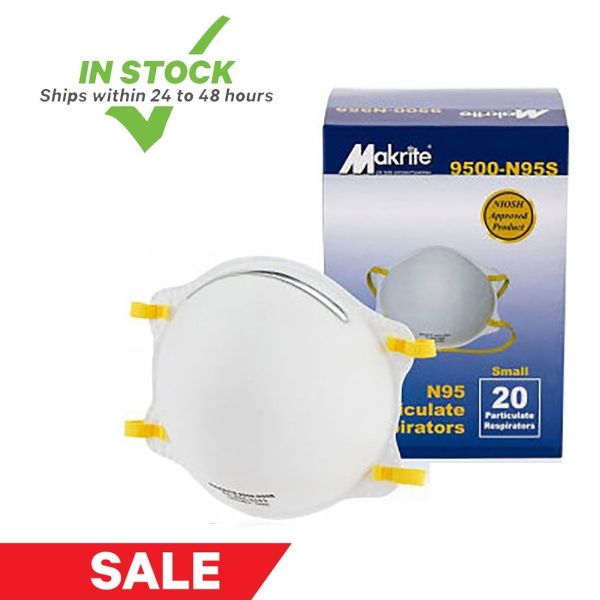 NIOSH Certified Makrite 9500-N95 Pre-Formed Cone Particulate Respirator Mask Small, Box of 20