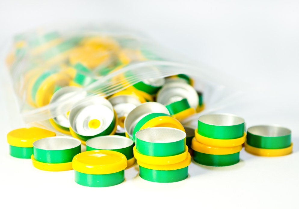 20mm Dual Tone Flip Top Seal (Marigold/Green) Qty.100