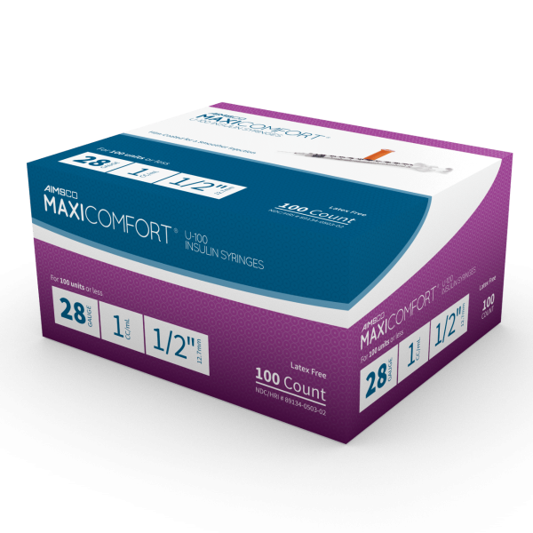 Aimsco UltraThin Diabetic Syringe 0.5cc x 30g, x 5/16 inch needle, Qty. 100