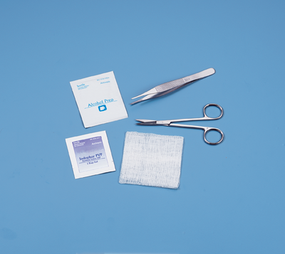 Sterile Suture Removal Kit with Iris Scissors & 4-3/4" Metal Forceps, 723