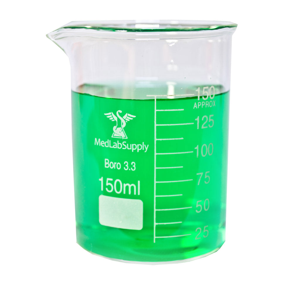150 ML, Griffin, Low Form, Graduated Glass Beakers by Med Lab Supply