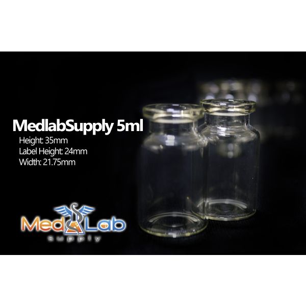 MLS 5mL Tubular Clear Type 1 Glass Serum Vials, 20mm, Qty. 1800
