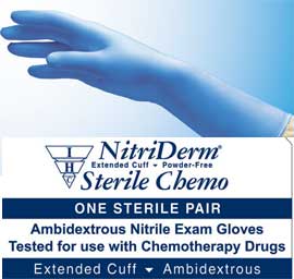 NitriDerm Sterile Nitrile Medical Exam Gloves, Powder-free, each pair individually sealed., X-Large, 10 Box pairs