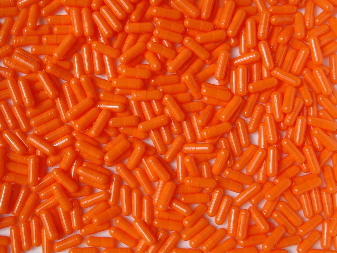 Orange Gelatin Capsules, Size: 1 (Qty. 1500) in gripper jar