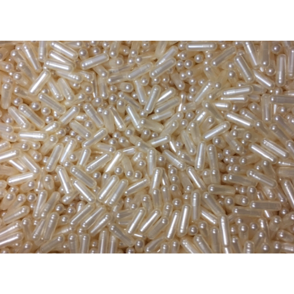 Metallic Pearl Gelatin Capsules Size 0, 2500 count in Resealable Pouch