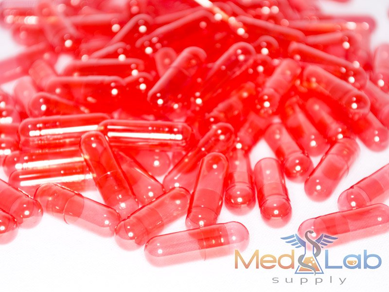 Translucent Pink Empty Gelatin Capsules, Size 0, Qty 2500 in resealable pouch