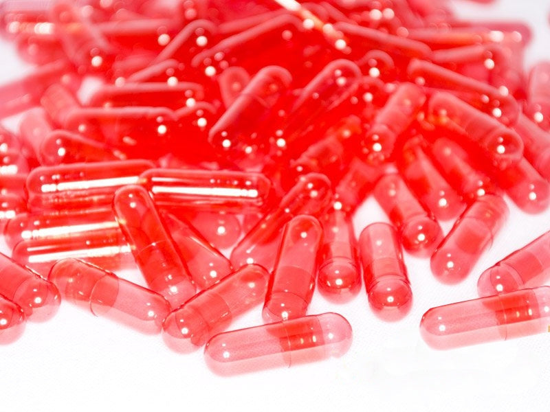 Translucent Pink Empty Gelatin Capsules, Size 0, Qty 2500 in resealable pouch