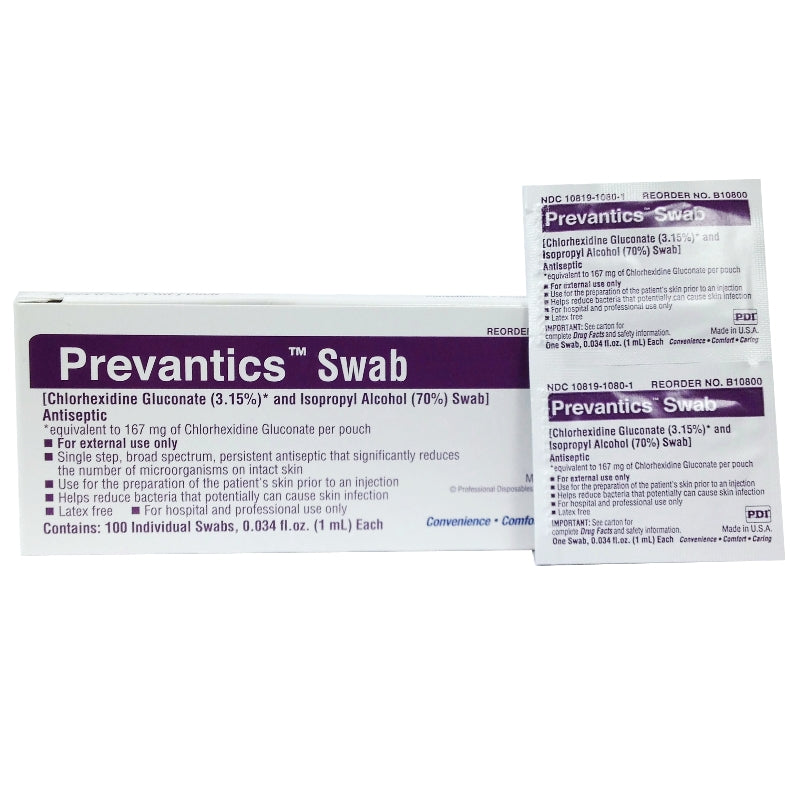 PDI Prevantics Swab (prep pad), 3.125" x 1.125", Box of 100