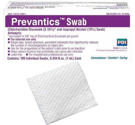 PDI Prevantics Swab (prep pad), 3.125" x 1.125", Box of 100