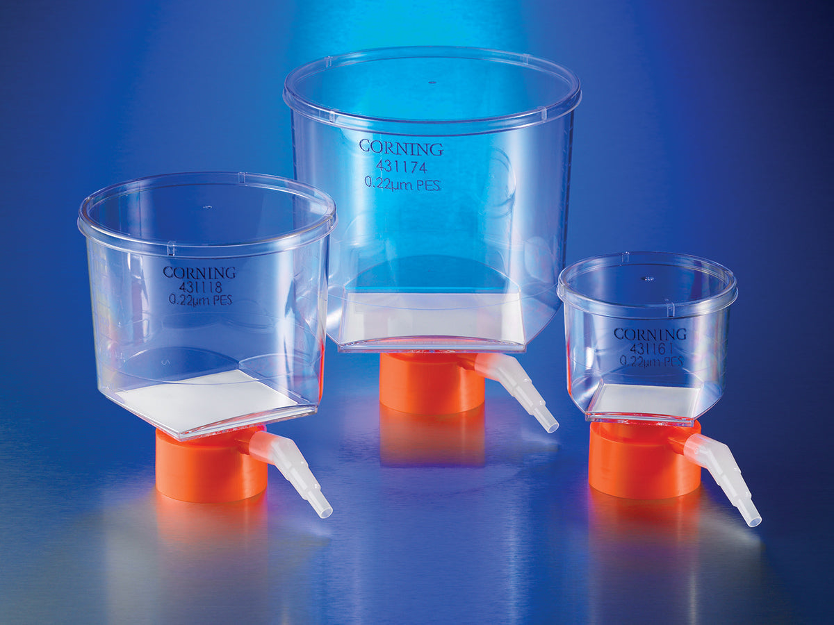 Corning Sterile 150mL Bottle Top Vacuum Filter with 0.22µm PES, Neck Size: 33mm, 431160