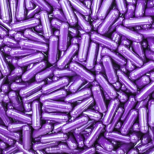 Purple Empty Gelatin Capsules, Size 4, Qty. 5000 in resealable pouch